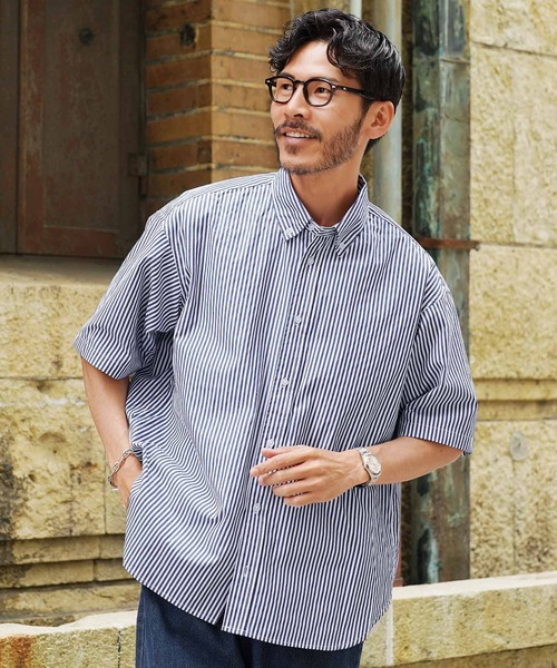 JIGGYS SHOP シャツ ビックシルエット ストライプ ボタンダウン