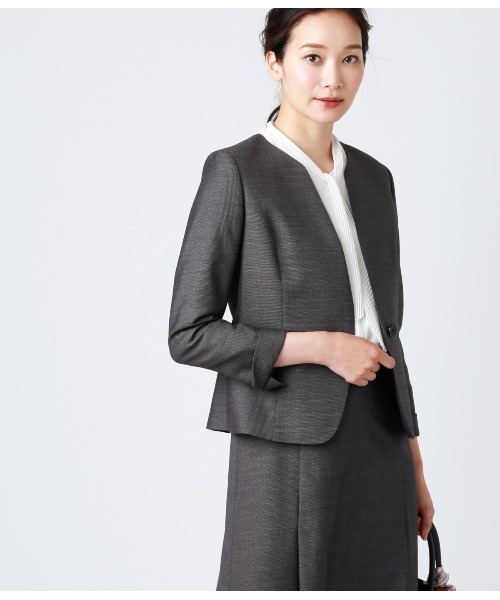 NEWYORKER（ニューヨーカー） ノーカラージャケット 9号 グレー系