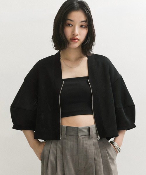 ADAM ET ROPE' カーディガン メッシュダンボールカーディガン