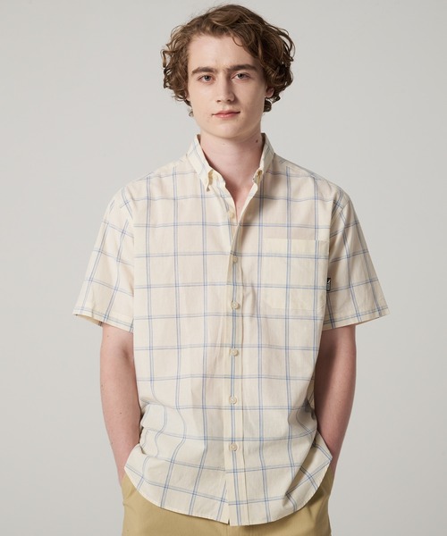 Eddie Bauer シャツ コットンリネン 半袖 チェックシャツ メンズ