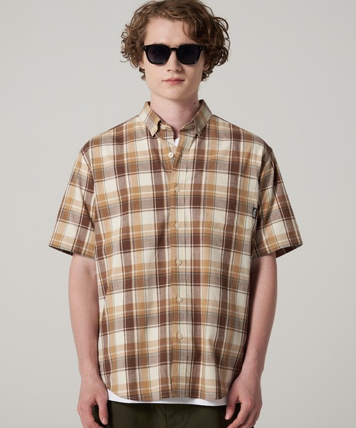 Eddie Bauer 短丈　ショート丈　チェックシャツ　cityboy 古着 Eddie bauer ブルー チェック シャツ 短丈 ボックスシルエット