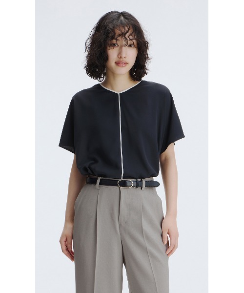 AOYAMA ブラウス シャツ 接触冷感で涼しい！半袖Vネック