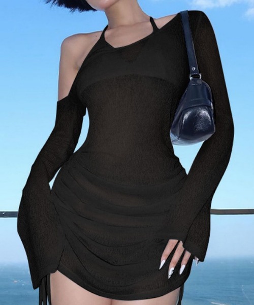 おしゃれスタ 「MKTM select」シアーオフショルドロストトップス（5色