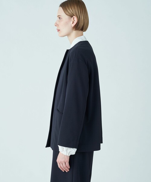 【専用】Ballsey ツイード ノーカラージャケット サイズ36 ネイビー Ballsey ジャケット ノーカラージャケット ロングスラブツイード