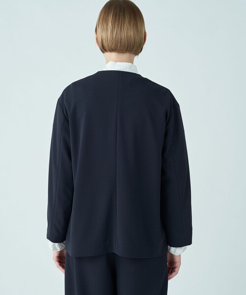 美品 ボールジィ 上質 ギマラッセル ノーカラージャケット 36 ネイビー Ballsey ギマラッセル ノーカラージャケット ネイビー 36 - メルカリ