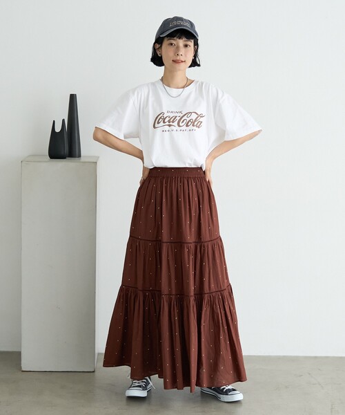 スカート インド ラメドット ティアードマキシスカート/はしごレース ティアードマキシスカート/ラメドットスカート | FREAK'S STORE | 04