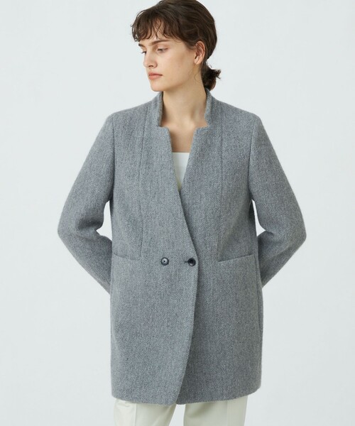 【極美品】TOMORROWLAND ネイビー 薄手コート TOMORROWLAND PILGRIM トゥモローランドピルグリム ネイビー ウール