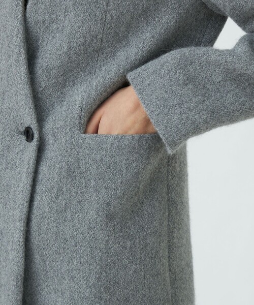 【極美品】TOMORROWLAND ネイビー 薄手コート セール】 ウールカシミヤフランネル ステンカラーコート ERMENEGILDO