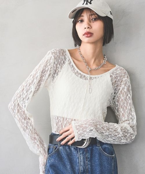PAGEBOY（ページボーイ） tシャツ カットレースメローロングスリーブ
