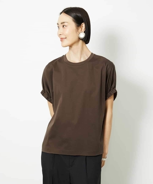 tシャツ 「接触冷感」ギャザースリーブカットソー レディース