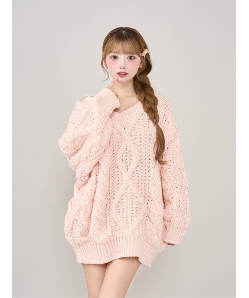 Darich チュニック ルーズケーブルローゲージニットチュニック