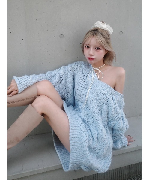 Darich チュニック ルーズケーブルローゲージニットチュニック