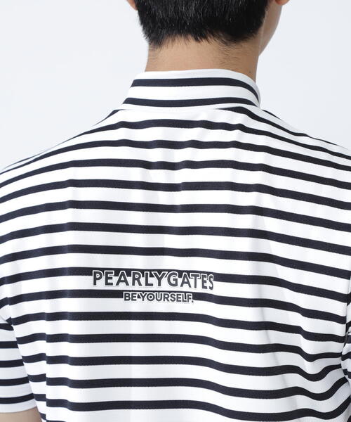 パーリーゲイツ　ハイネック　ニット　サイズ５　ボーダー柄　メンズ PEARLY GATES パーリーゲイツ ハイネック 半袖Tシャツ ボーダー