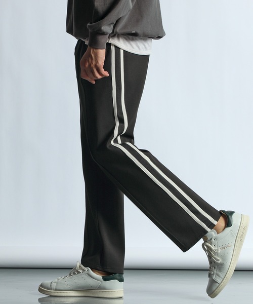 LANVIN en Bleu スラックス センタークリース サイドライン トラック