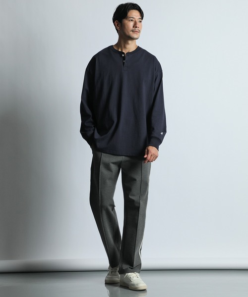 LANVIN en Bleu スラックス センタークリース サイドライン トラック