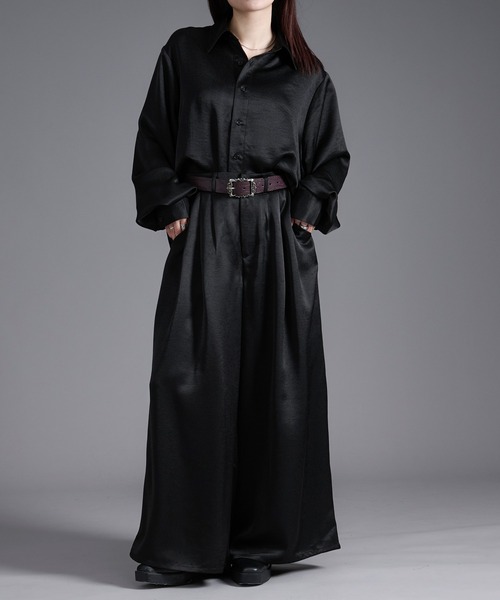 Ellno Loset（エルノロゼット） スラックス ボリュームタックサテン