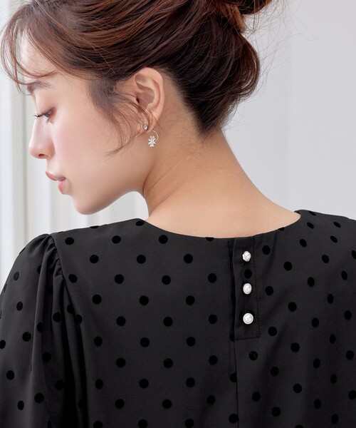 Tiaclasse ブラウス シャツ フロッキードットチュニック レディース