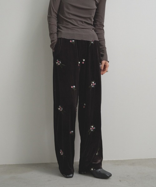 liten 柄ベロアパンツ　beige×black 新品未使用 liten 柄ベロアパンツ beige×black 新品未使用