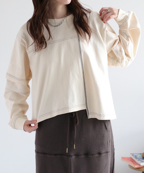 cepo（セポ） tシャツ レイヤードロングスリーブパイピングTee