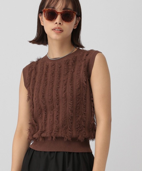 「saloon」 ノースリーブニット FREE ブラウン レディース_画像5