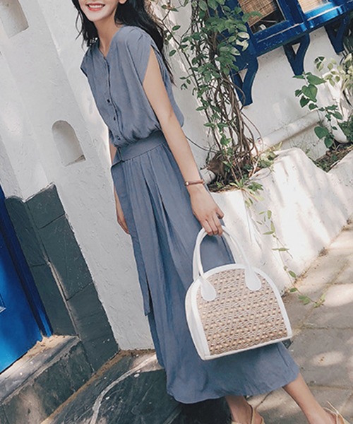 「Amulet」 ノースリーブワンピース L ブルー レディース_画像6