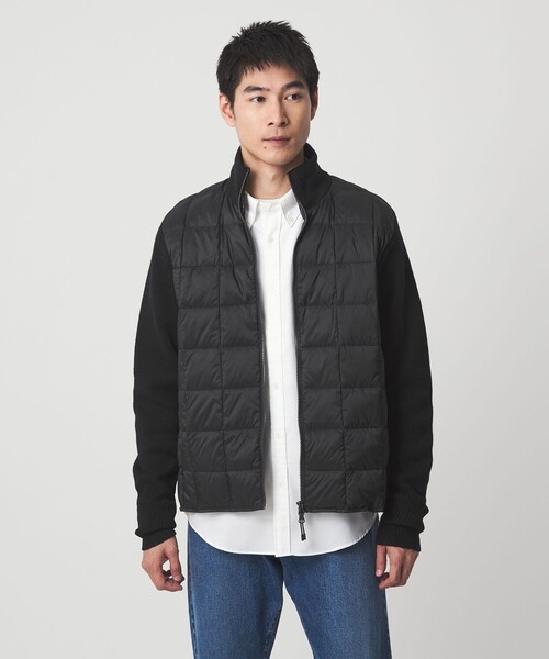 【美品】TAION PAZZO ハイネック ニットスリーブダウンジャケット L TAION（タイオン） ダウンジャケット ダウン 「TAION」ニット スリーブ