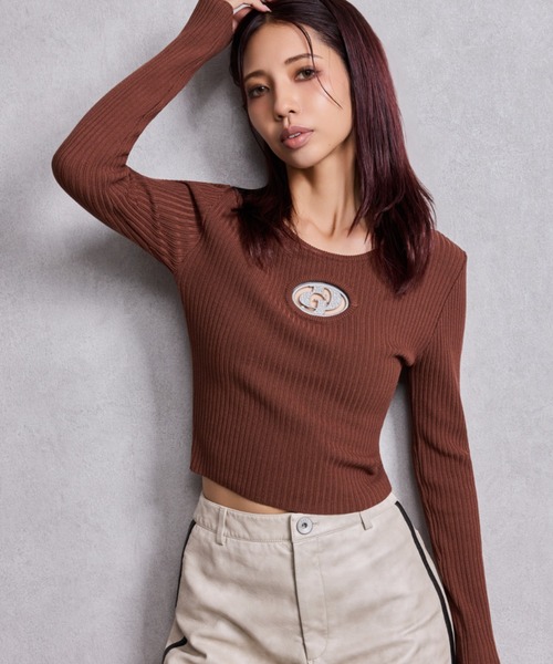 【オシャレ☆GYDA】ブラウン　ニットセーター　サイズF GYDA - 【オシャレ☆GYDA】ブラウン ニットセーター サイズFの通販 by