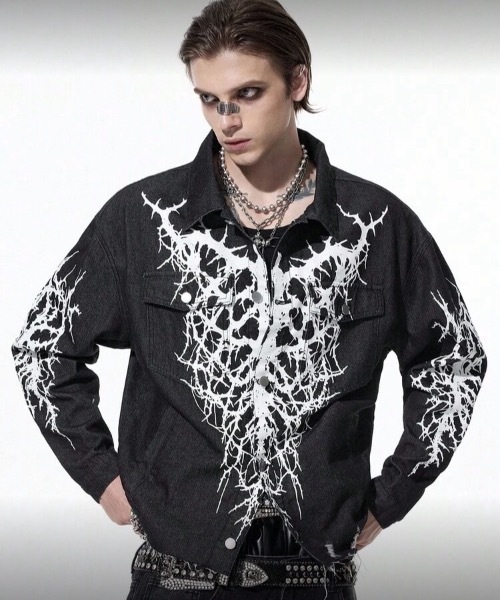 MONOCHROME デニムジャケット gジャン Metal Graphic Black Denim