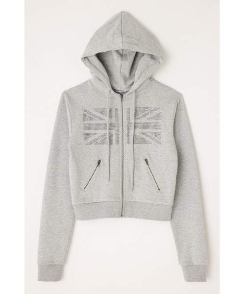 【本日限りで出品終了】LAGUA GEM UNION JACK フーディ　グレー LAGUA GEM（ラグアジェム） パーカー UNION JACK フーディ レディース
