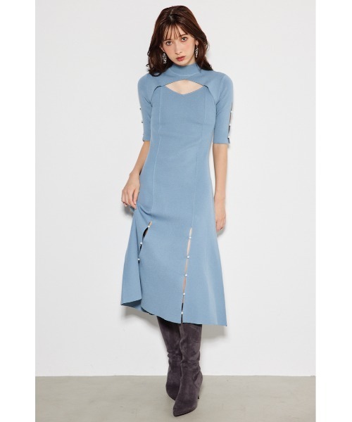 「rienda」 ニットワンピース FREE ブルー レディース_画像6