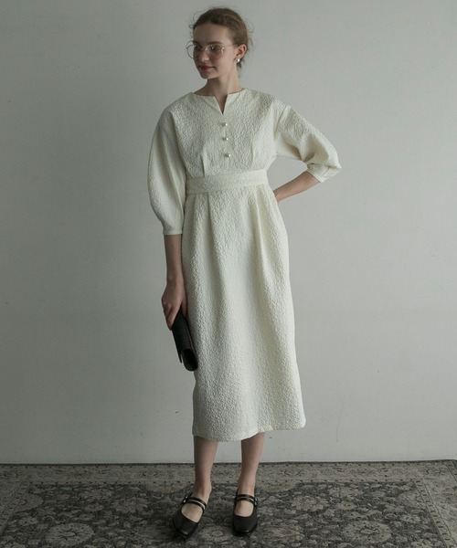 「BONLECILL noir」 7分袖ワンピース FREE ネイビー レディース_画像4