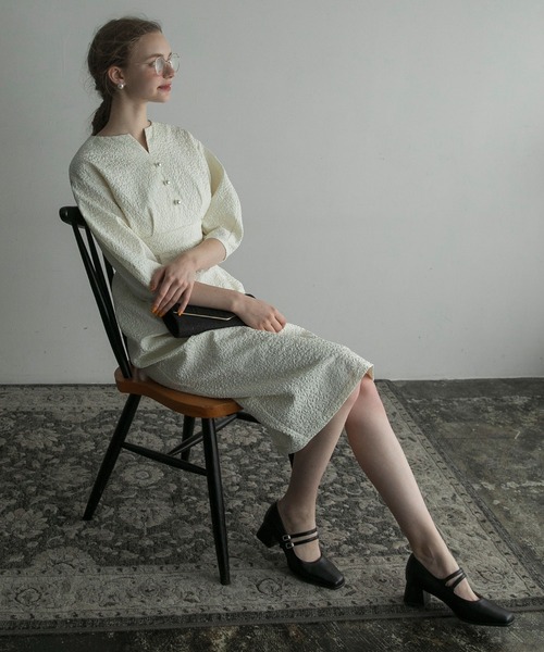 「BONLECILL noir」 7分袖ワンピース FREE ネイビー レディース_画像7