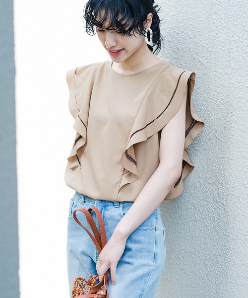 「haco!」 ノースリーブブラウス MEDIUM ベージュ レディース_画像5