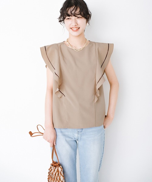 「haco!」 ノースリーブブラウス MEDIUM ベージュ レディース_画像6