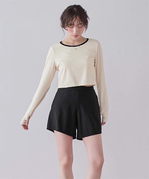 Nala 水着　ショートパンツ 黒 SEA DRESS（シードレス） 水着 3点セット/パイピング長袖ビキニ