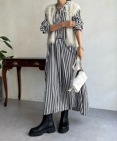 「DouDou」 長袖ワンピース FREE ブラック レディース_画像3