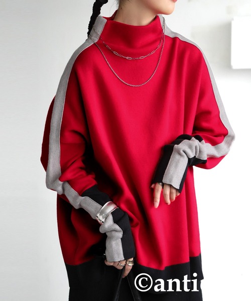 「antiqua」 長袖ニット FREE ブラック レディース_画像6