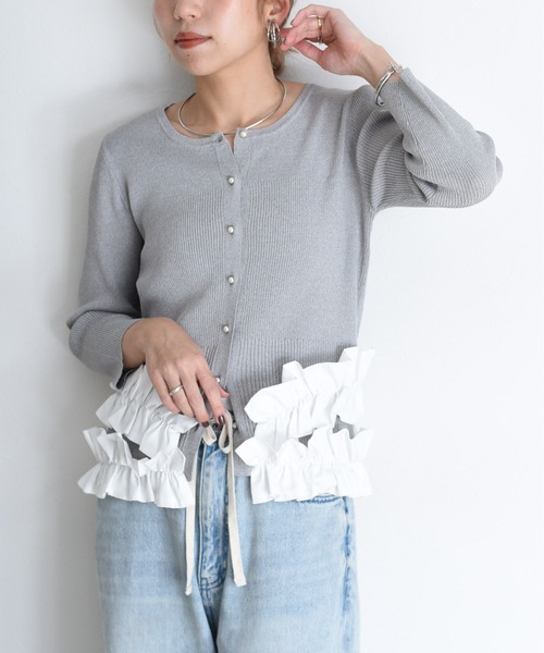 Eimee Law（エイミーロウ） カーディガン ギャザーフリルヘムニット