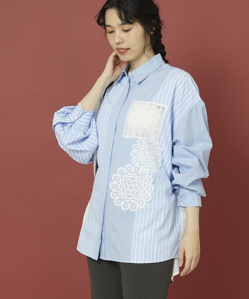 「Freada」 長袖シャツ フリ- ブラック レディース_画像5