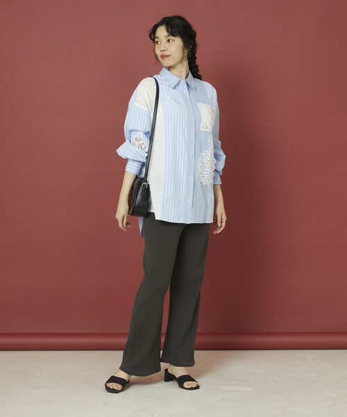 「Freada」 長袖シャツ フリ- ブラック レディース_画像6