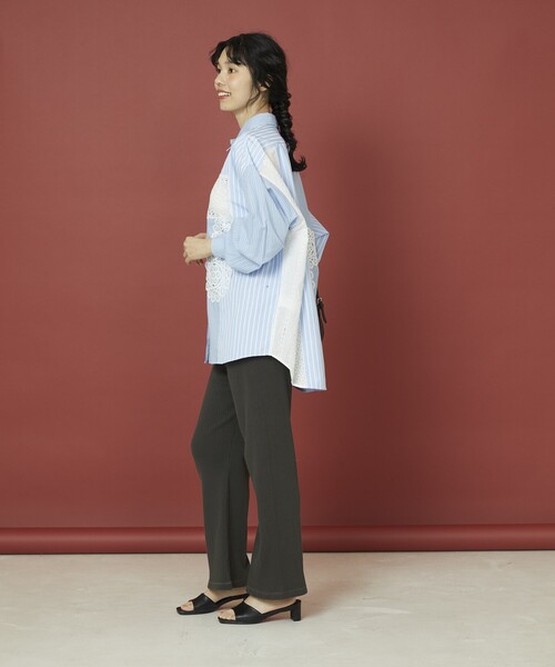 「Freada」 長袖シャツ フリ- ブラック レディース_画像7