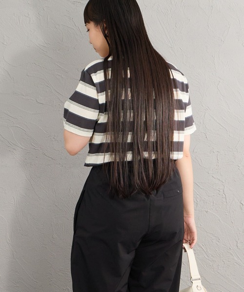 tシャツ 「FRED PERRY/フレッドペリー」 ファインストライプ ワンポイントロゴ刺繍Tシャツ レディース メンズの画像