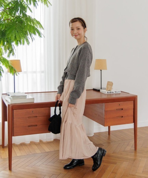 「flower」 ニットカーディガン FREE グレー レディース_画像6