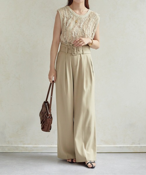 「Thevon」 スラックス S グレイッシュベージュ レディース_画像7