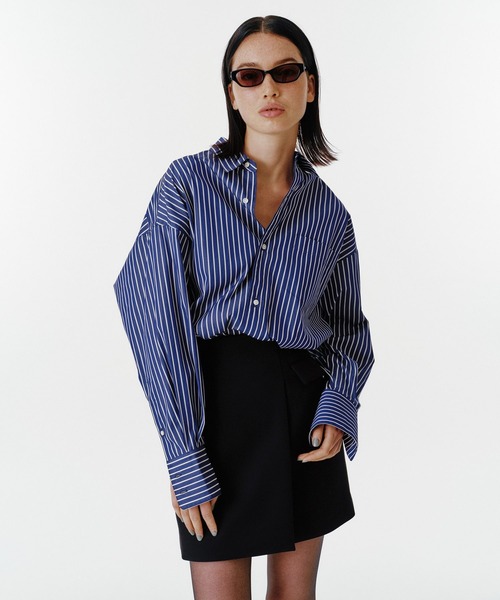 ブラウス シャツ UNUS / Oversized Classic Stripe Shirt レディース