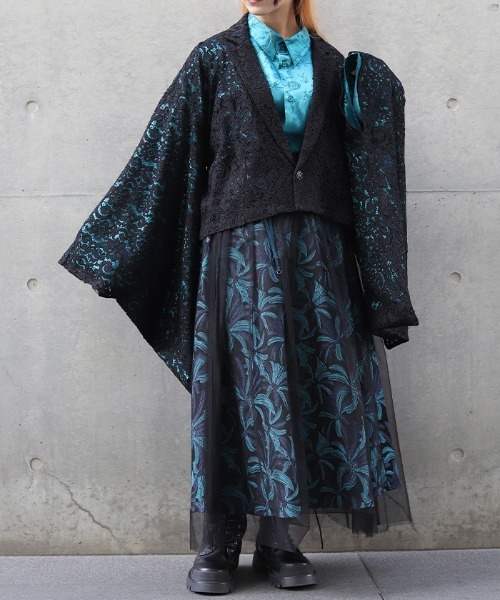 WEB限定完売品✨️リゼンREZENレース和袖ジャケットモダン和洋折衷和風着物袖 REZEN（リゼン） ブルゾン アウター レース和袖ショートジャケット