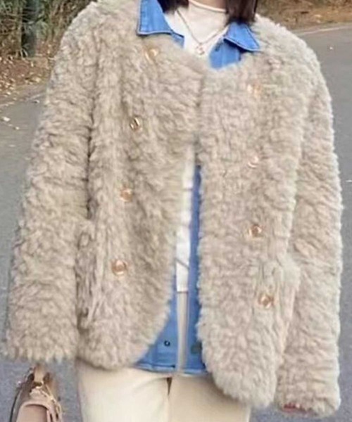 「CADBURY」 ノーカラージャケット FREE ベージュ レディース_画像2