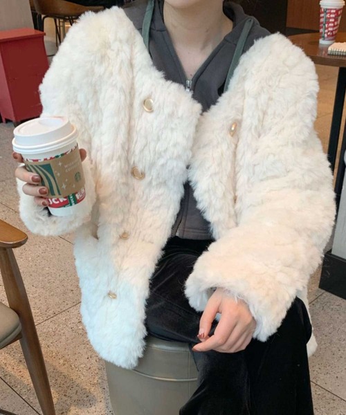 「CADBURY」 ノーカラージャケット FREE ベージュ レディース_画像3