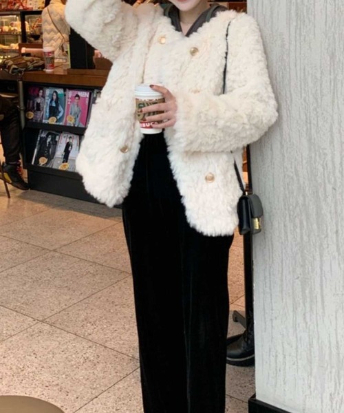 「CADBURY」 ノーカラージャケット FREE ベージュ レディース_画像4