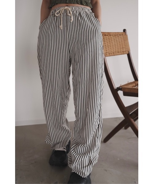 SALTMINT ワイドパンツ スラックス パンツ ライクストライプセミワイド
